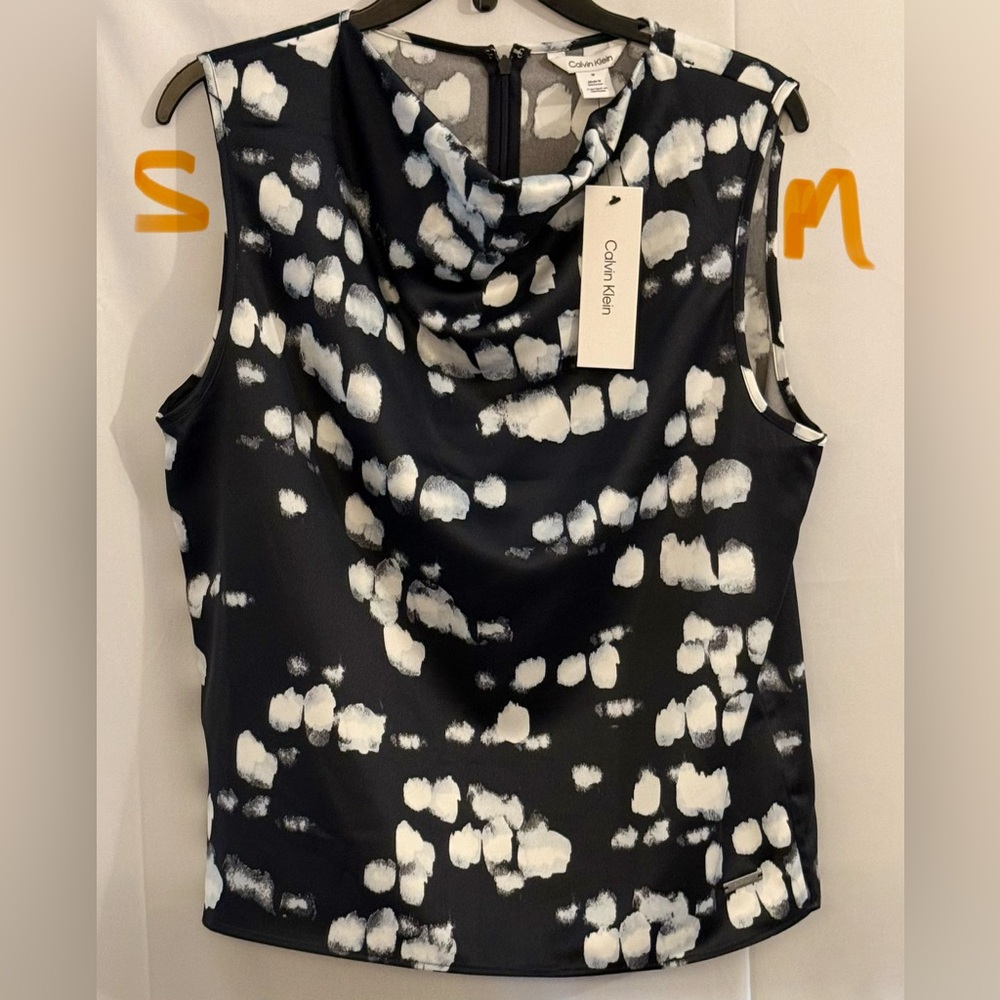 Calvin Klein Black and White Patterned Blouse